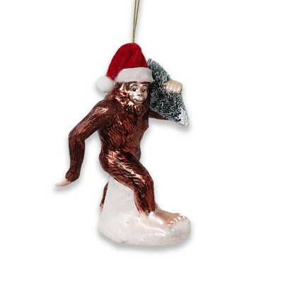 Holiday Forest Dweller Bigfoot Glass Christmas Ornament, Yeti and Sasquatch Themes | OrnamentallyYou