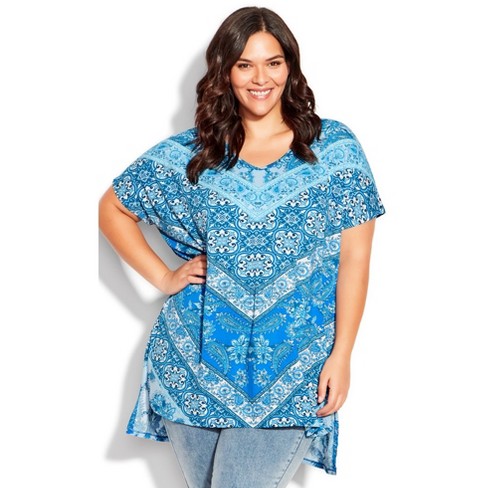 Avenue  Women's Plus Size Cassie Tunic - Ocean - 22w/24w : Target