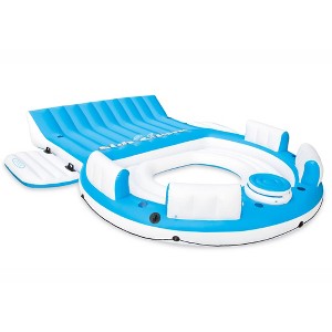 Intex 56299EP 145 x 125 x 20 Inch Splash N Chill Inflatable Lake and Pool Relaxation Island Lounger Seat for up to 7 Adults, Blue and White - 1 of 4