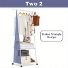 Stainless Steel Rolling Garment Rack with 2-Tier Shelves and 2 Hooks, Portable Metal and Plastic Clothes Organizer w/ Wheels - 2 of 4