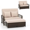 Costway Patio Rattan Daybed Wicker Loveseat Sofa with Multifunctional Ottoman Beige/Red/Blue - 2 of 4
