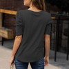 Amaryllis Women's V-Neck Puff Sleeve Tee with Gathered Shoulder Detail Relaxed Fit  Stretch Fabric - 4 of 4