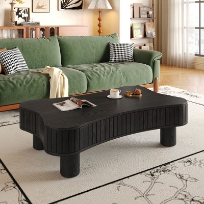 42" Lift Top Coffee Table with Hidden Storage,Fluted Panels,Rounded Corners,Hydraulic Lift for Living Room-Maison Boucle