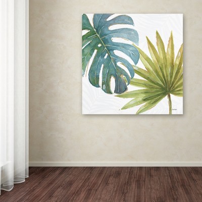 Teal and Green Tropical Fronds Canvas Wall Art