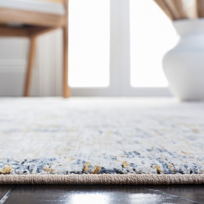 Moondust Gray and Blue Oriental Square Area Rug