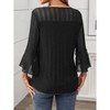 Women's 3/4 Sleeve Tops Sparkly Dressy Casual Double Layers Mesh Shirt Business Work Blouses Office Tunic Tops - 3 of 4