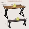 Retro Dining Table Set for 4 - Kitchen Table with 2 Upholstered Benches, 3 Piece Dining Table Set for Small Space, Apartment, Saving Space for - 2 of 4