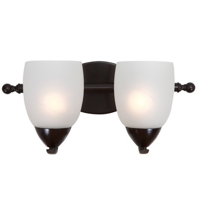 Yosemite Home Decor 1261-2V-ORB 2 Light Vanity with White Etched Glass, Bronze