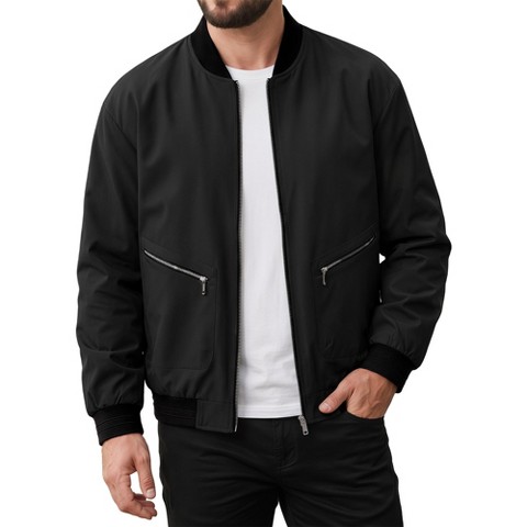 Мужские куртки INSPIRE CHIC Men's Big & Tall Zip Spring Fall Casual Windbreaker Bomber Jacket Coat X-Large Black