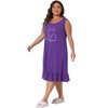 Women's Plus Size Sleeveless Tiered Ruffle Hem Comfy Lovely Pattern Midi Knit Tank Nightgown - Agnes Orinda - 3 of 4