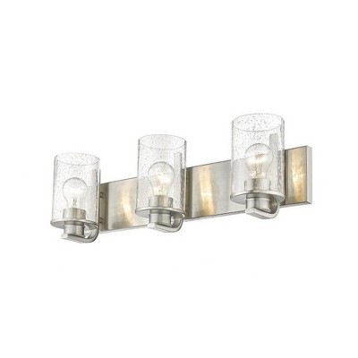 Beckett 3-Light Brushed Nickel Vanity with Clear Seedy Glass Shades