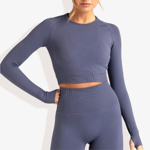 Anna-Kaci Active Women's Long Sleeved Seamless Fitness Yoga Top - 1 of 4