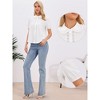 INSPIRE CHIC Women's Short Puff Sleeve Cotton Peter Pan Collar Button Up Crochet Panel Blouse - 2 of 4