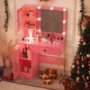 Makeup Vanity Desk with Mirror and Lights, Vanity Table with Charging Station, 2 Acrylic-Door Cabinets, Wood Dressing Table for Bedroom - 2 of 4
