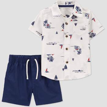 Carter's Just One You® Baby Boys' Sailboats Top & Bottom Set - White/Blue
