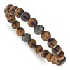 Chisel Stainless Steel Antiqued and Polished 10mm Tiger's Eye Stretch Bracelet - 2 of 3