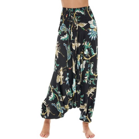 Adr Women's Harem Pants With Wide Elastic Waist, Boho Style Lounge