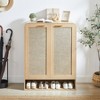 Gulches 31 in W x 13 in D x 41 in H Oak Particleboard Rattan Free Standing Decorative Storage Cabinets with 6-Tier Adjustable Shelves Doors in Oak - 3 of 4
