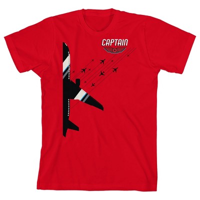 Planes Captain Youth Red Short Sleeve Crew Neck Tee : Target