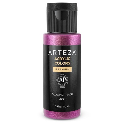 Arteza Iridescent Single Acrylic Paint, R2 Glowing Peach, 60ml Bottle