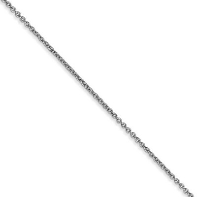 Black Bow Jewelry 1.2mm, 14k White Gold, Solid Link Cable Chain Necklace