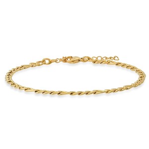 Steeltime Ladies 18k gold plated stainless steel figaro chain anklet - 1 of 4