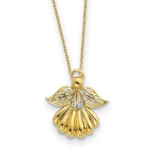Black Bow Jewelry Gold Tone Plated Sterling Silver & CZ Angel of Remembrance Necklace - 1 of 4