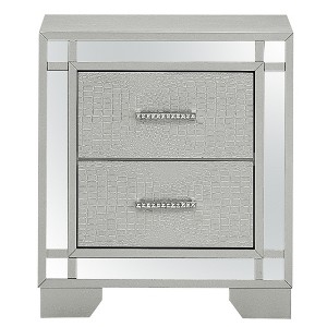 Passion Furniture Madison 2-Drawer Silver Champagne Nightstand (26 in. H x 23 in. W x 17 in. D) - 1 of 4