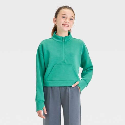 Girls' Airy Sleek 1/2 Zip Pullover Sweatshirt - All In Motion™ - image 1 of 3