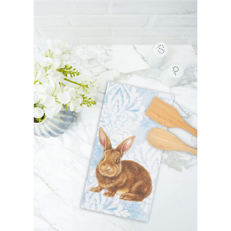 C&F Home Damask Blue Bunny Cotton Kitchen Towel, 4 of 7