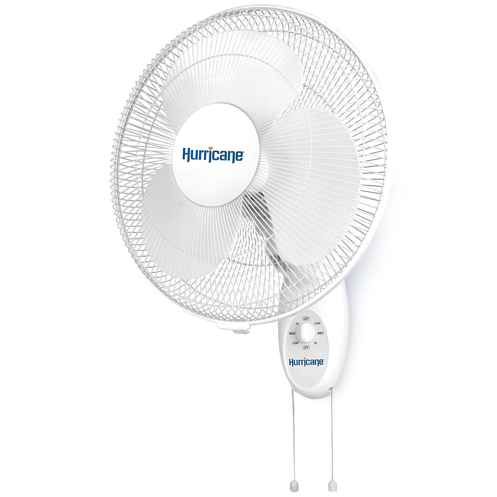 Hurricane 16" Supreme Oscillating Wall Mount Fan, Quiet Corded Electric Air Cooling Unit with Pull Cords for Home, Greenhouse, Garage, Workshop & Gym