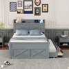 Wooden Trundle Bed with Storage Drawers,USB Charging,Space Saving Kids Furniture-Maison Boucle - 2 of 4