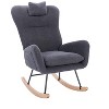 Aukfa Soft Teddy Fabric Rocking Chair w/Pocket - Ergonomic Nursery Glider, Solid Wood Base, 264LB Capacity for Living Room & Bedroom - 2 of 4