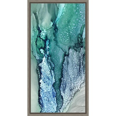Amanti Art Blue Leaf Form II  by Wendy Kroeker Canvas Wall Art Print Framed 14 x 27