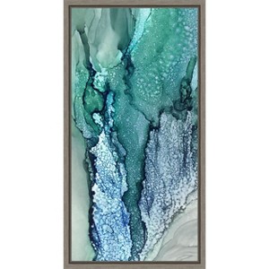 Amanti Art Blue Leaf Form II  by Wendy Kroeker Canvas Wall Art Print Framed 14 x 27 - 1 of 4