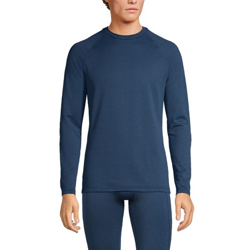 Lands' End Men's Long Sleeve Crew Neck Expedition Thermaskin Long Underwear  Top - Small - Light Navy