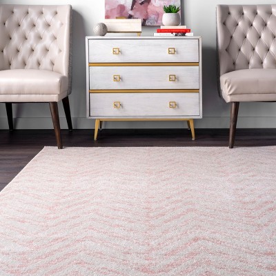 Pink Geometric 5' x 7' Synthetic Easy Care Area Rug