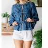 Women's Front Ribbon Long Sleeve Denim Top - Veveret - 4 of 4
