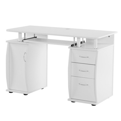 Karl Home White Computer Desk With Drawers