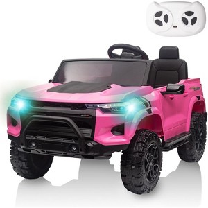 Pink 24V Kids Ride On Truck Car With Remote Control Two Seater Led Lights Mp3 Bluetooth Spring Suspension And Usb Port Pink - 1 of 4