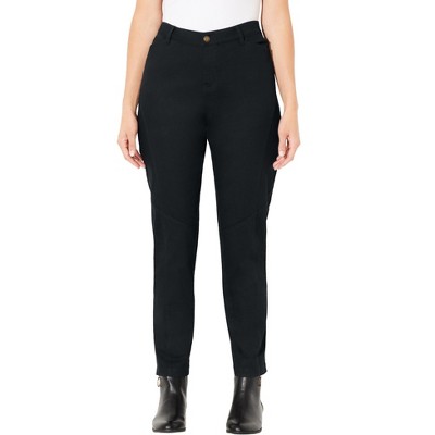 Catherines Women's Plus Size Petite Stretch Twill Zip Ankle Pant
