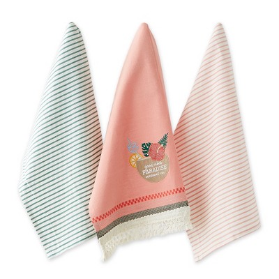 Design Imports Paradise Coconut Drink Embellished Dishtowel Set/3