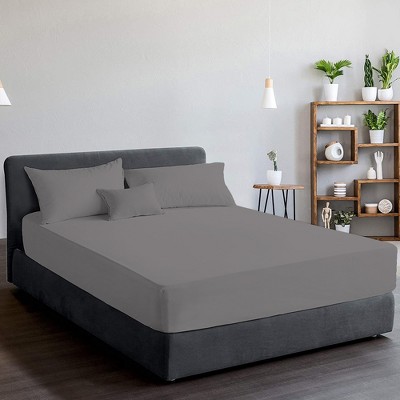 Twin Dark Gray Cotton Percale Deep Pocket Fitted Sheet Set