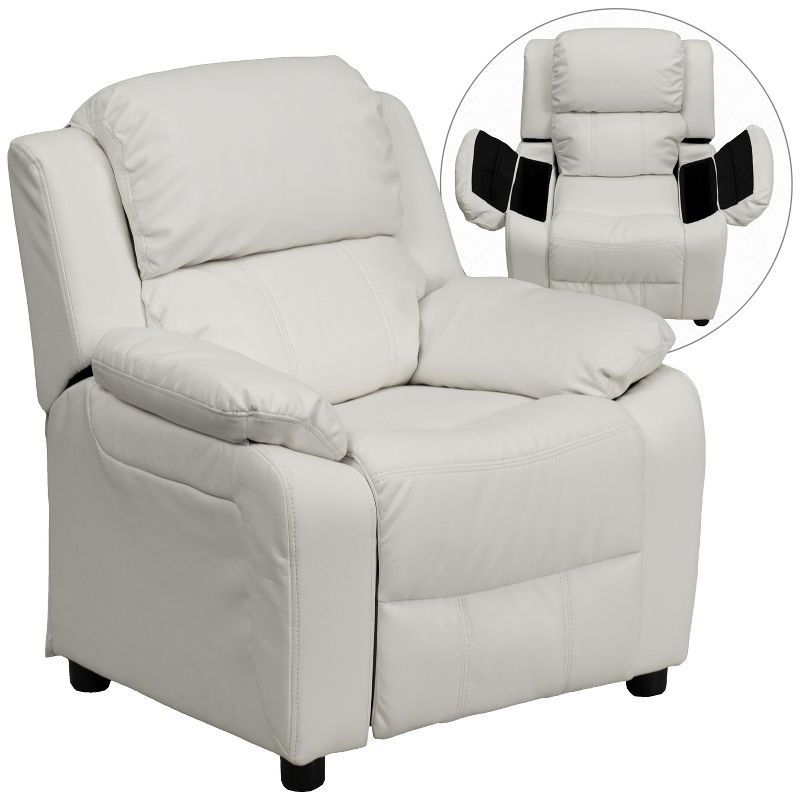 Emma and Oliver Deluxe Padded Contemporary Kids Recliner with Storage Arms, 1 of 12
