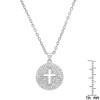 Steeltime Ladies brass simulated diamonds round cross pendant. Color Options: White, Gold - 3 of 4