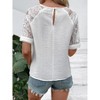 Womens Summer Tops with Keyhole Back Elegant Lace Short Sleeve Blouse Tops - 2 of 4