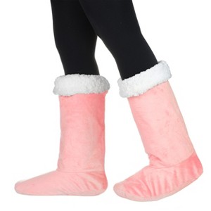 Women's Faux Shearling Lined Slipper Socks, Kid's Winter Indoor Home Non Skid Booties, Soft, Warm, Fluffy, Cozy, Fuzzy, Gifts - Catalonia - 1 of 4