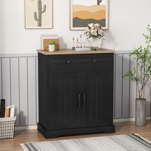 Storage Cabinet with 2 Doors, Modern Farmhouse Sideboard Buffet Cabinet with Drawer & Adjustable Shelf for Living Room, Kitchen, Bedroom - 1 of 4