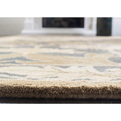 Handmade Navy and Sage Wool Tufted Rectangular Rug