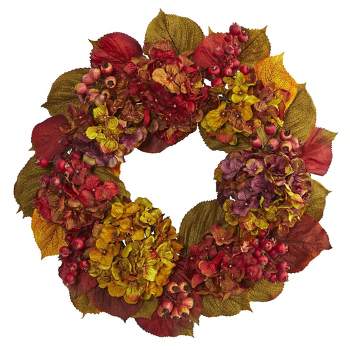 Nearly Natural 24” Fall Hydrangea Wreath
